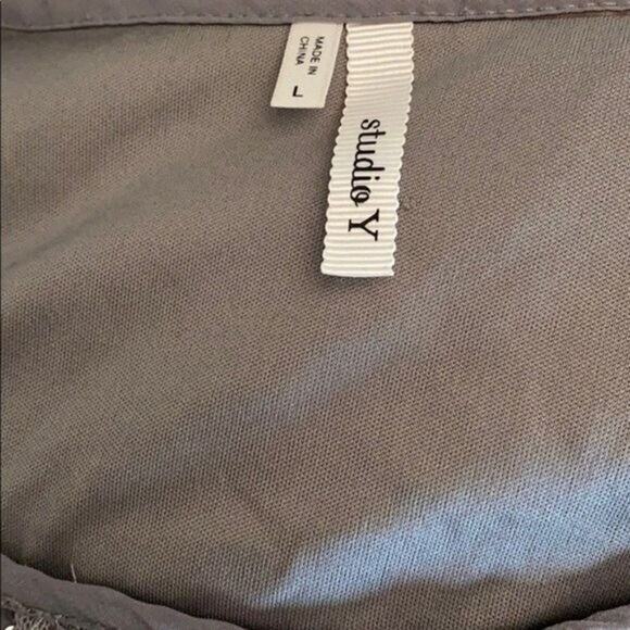 Studio Y Blouse Top Womens Large Gray Pleated Sequin Chiffon Office Capsule - Picture 10 of 13